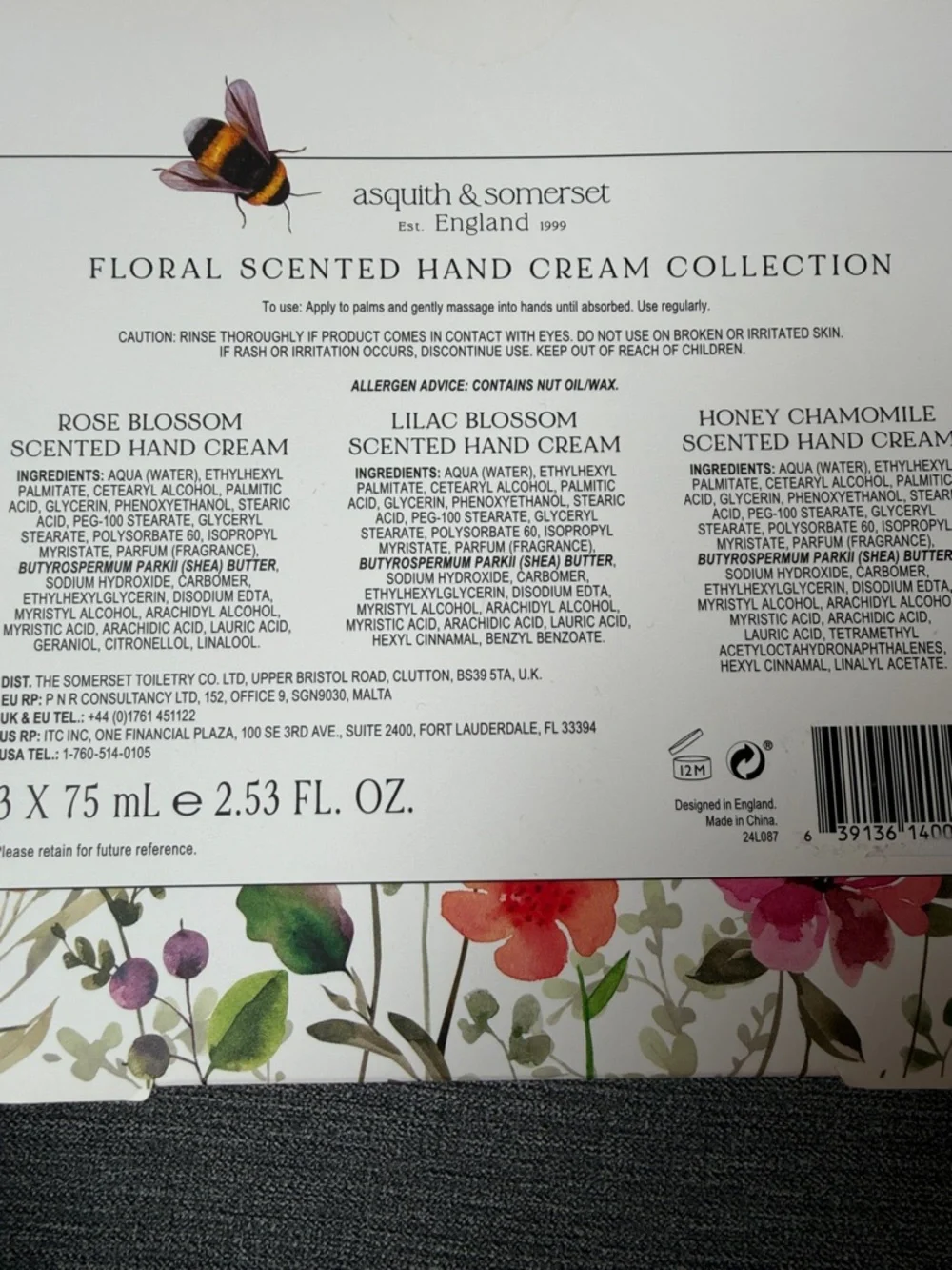 Asquith & Somerset Floral Hand & Nail Cream Trio - hand care - Picture 2 of 3